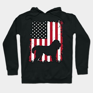 Dog Old English Sheepdog Dog USA Flag Patriotic 4th of July 372 paws Hoodie